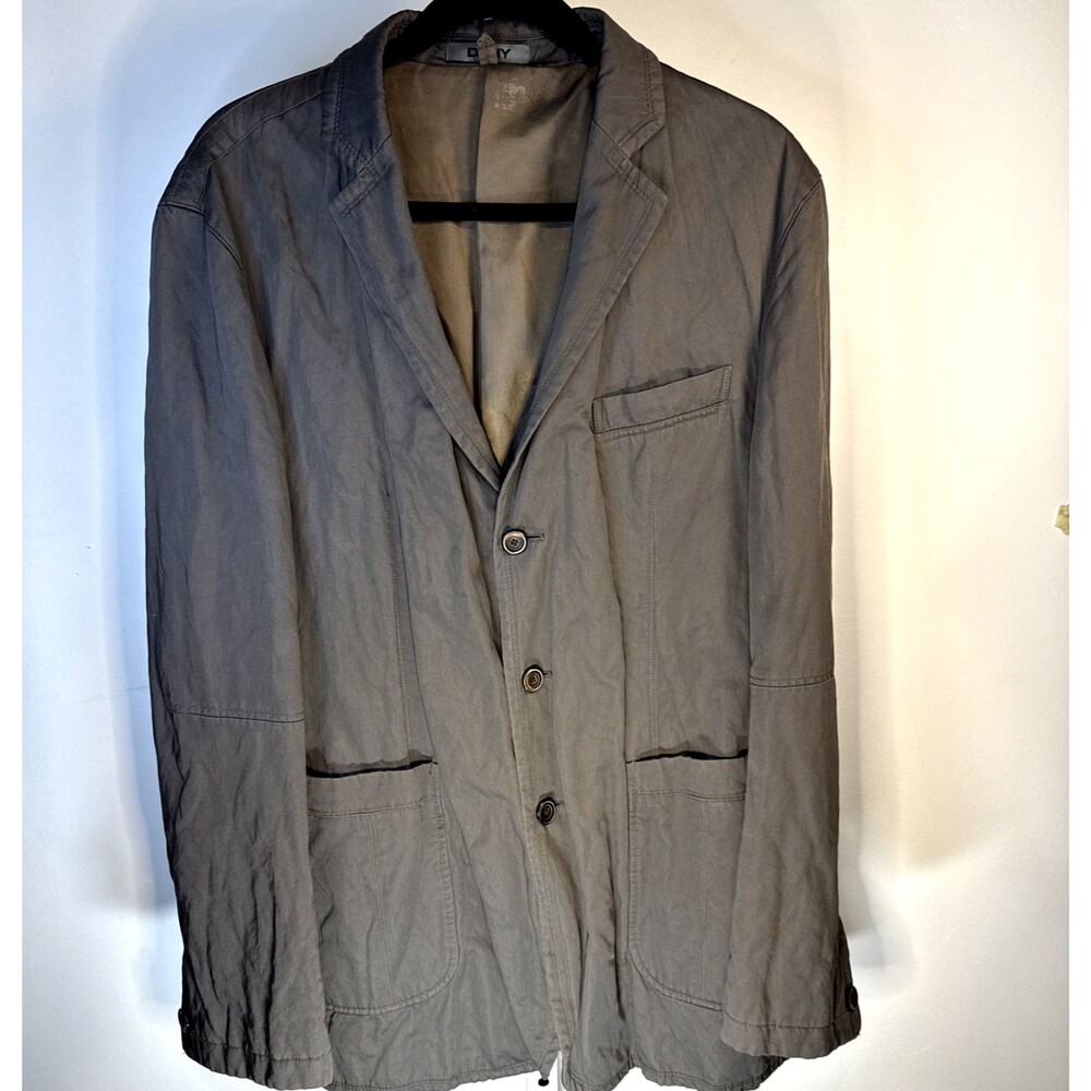 DKNY Men's Gray Cotton Sport Coat Blazer 42L 3 Button Patch Pocket Casual Lined